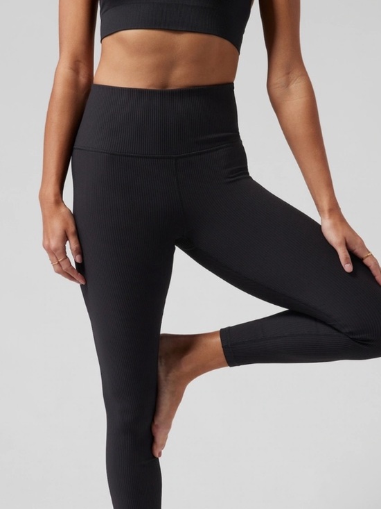 Athleta Pants - Athleta Elation Ribbed Leggings S Black Ultra High Rise Yoga Lounge